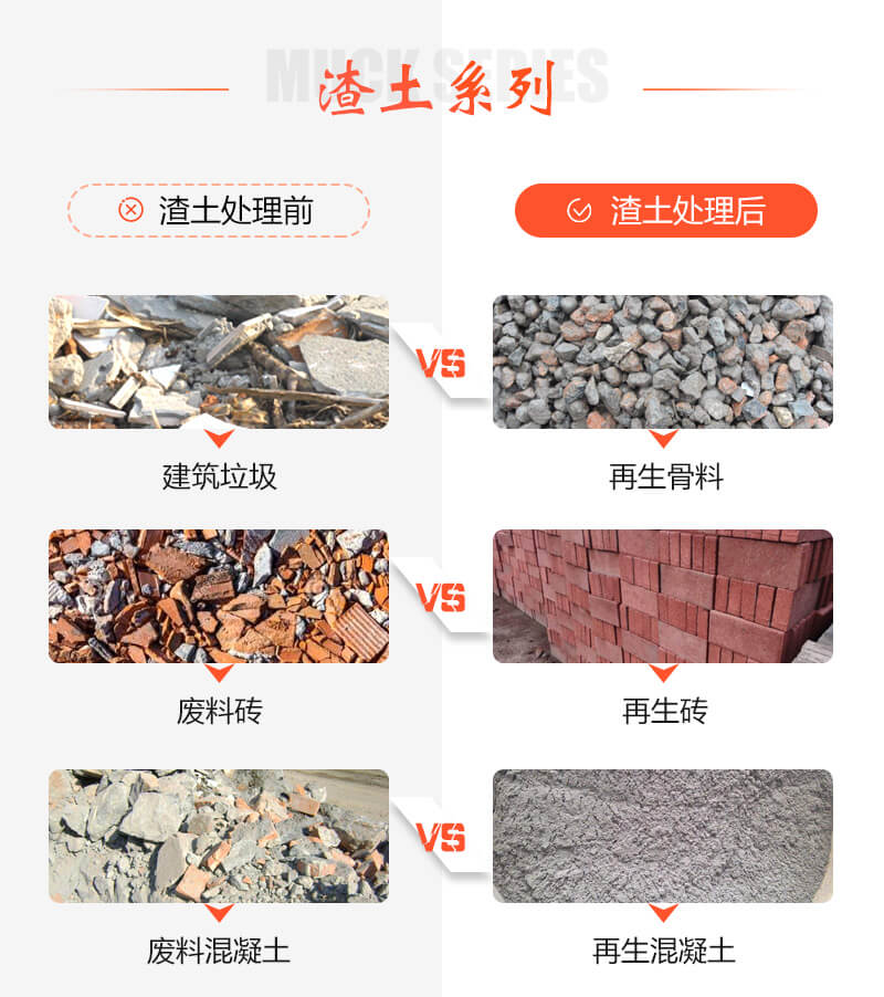 建筑渣土粉碎前后对比照