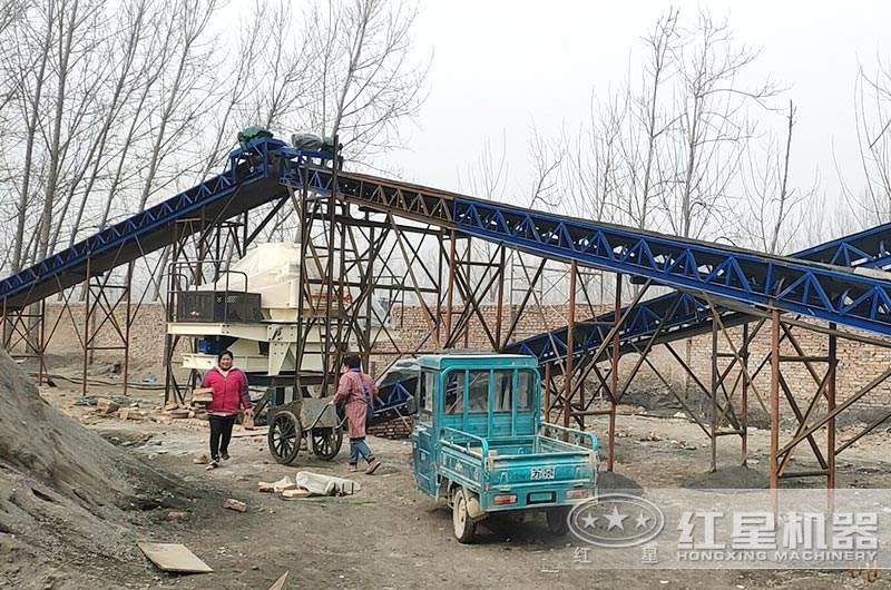 普通制砂机安装搭建现场